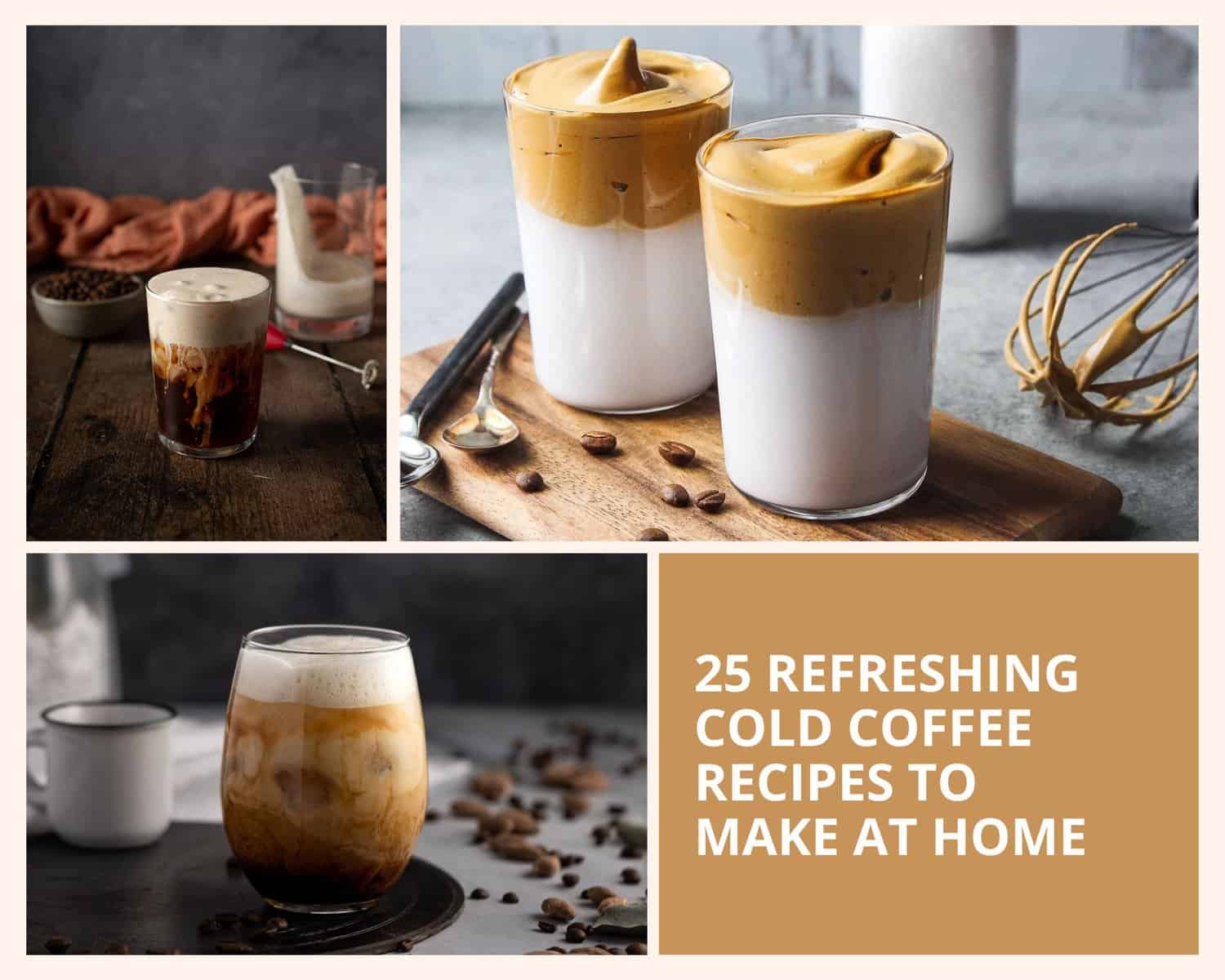 collage image of cold coffee drinks