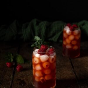 two glasses of raspberry iced tea