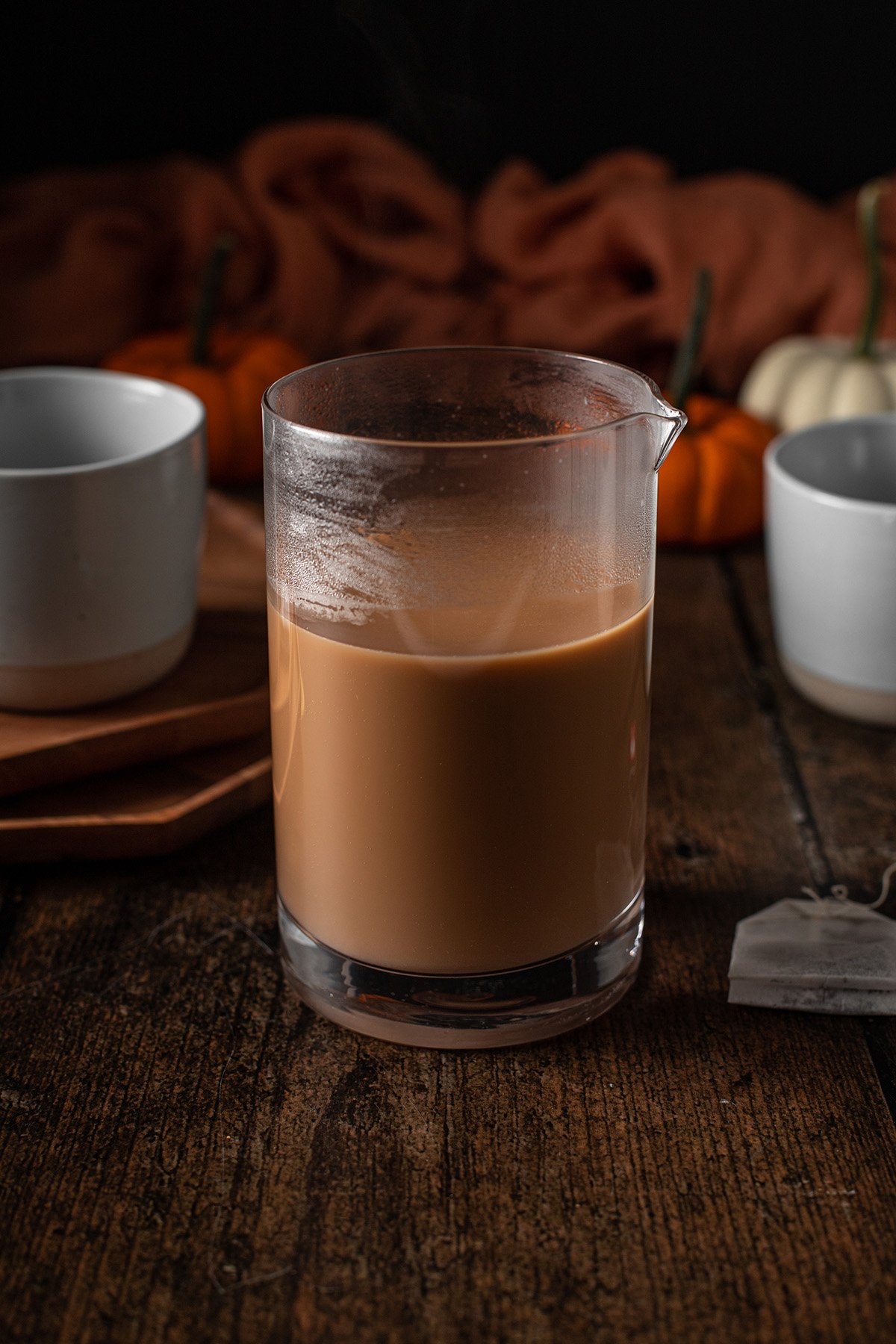 a glass jar filled with chai.