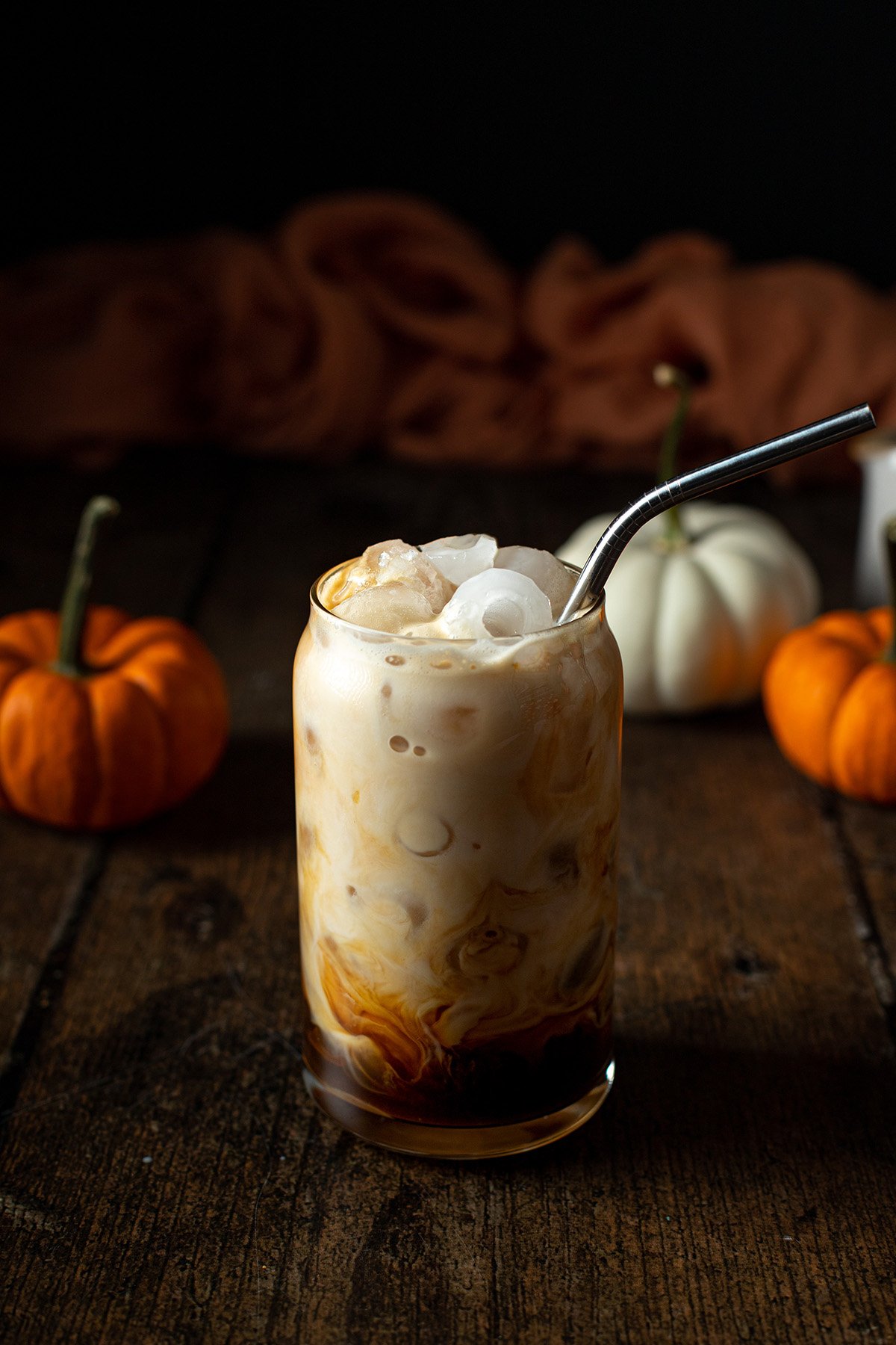 Iced Coffee with Pumpkin Spice Drizzle & Pumpkin Cold Foam