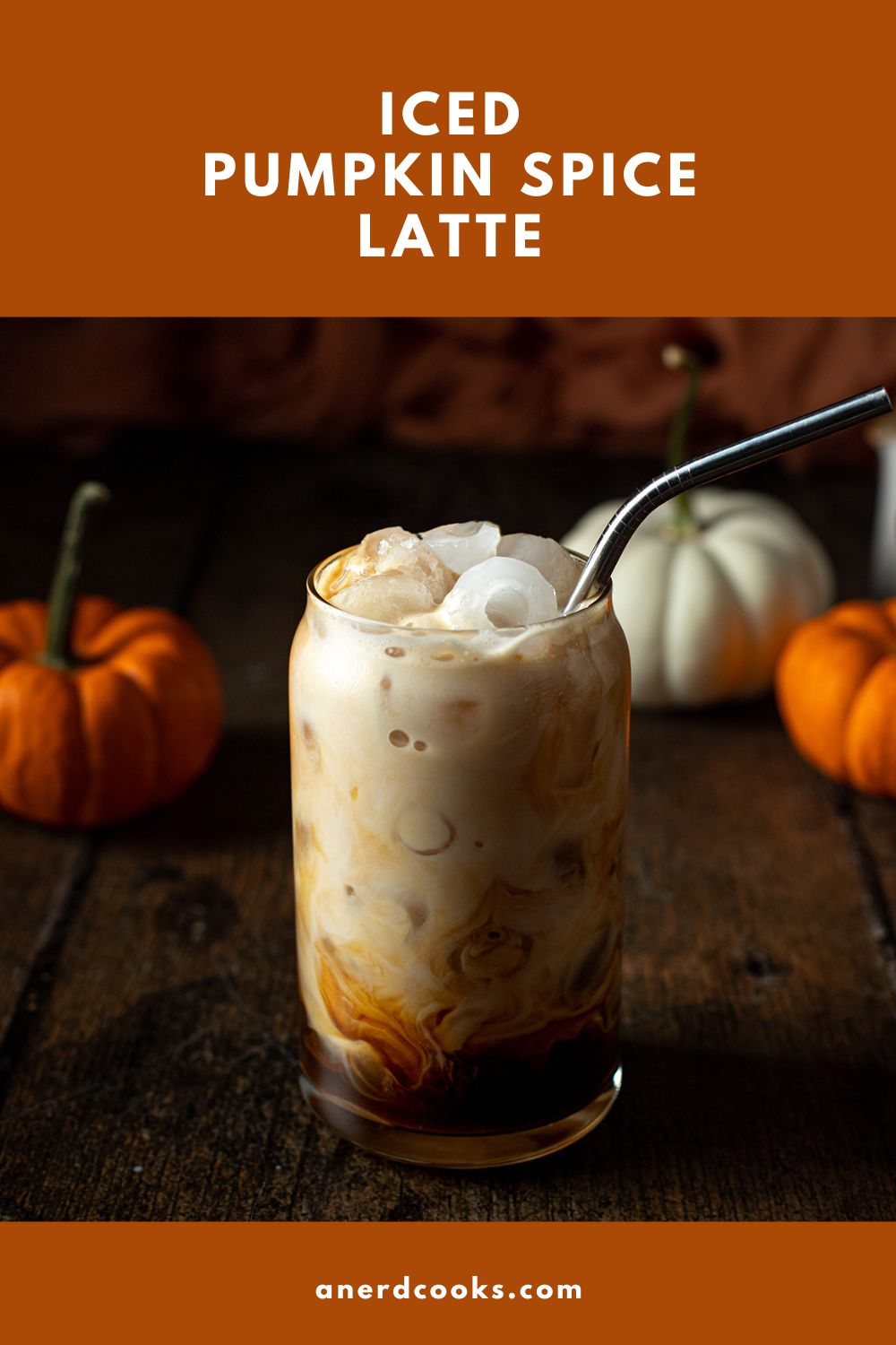 pinterest pin for iced pumpkin spice latte