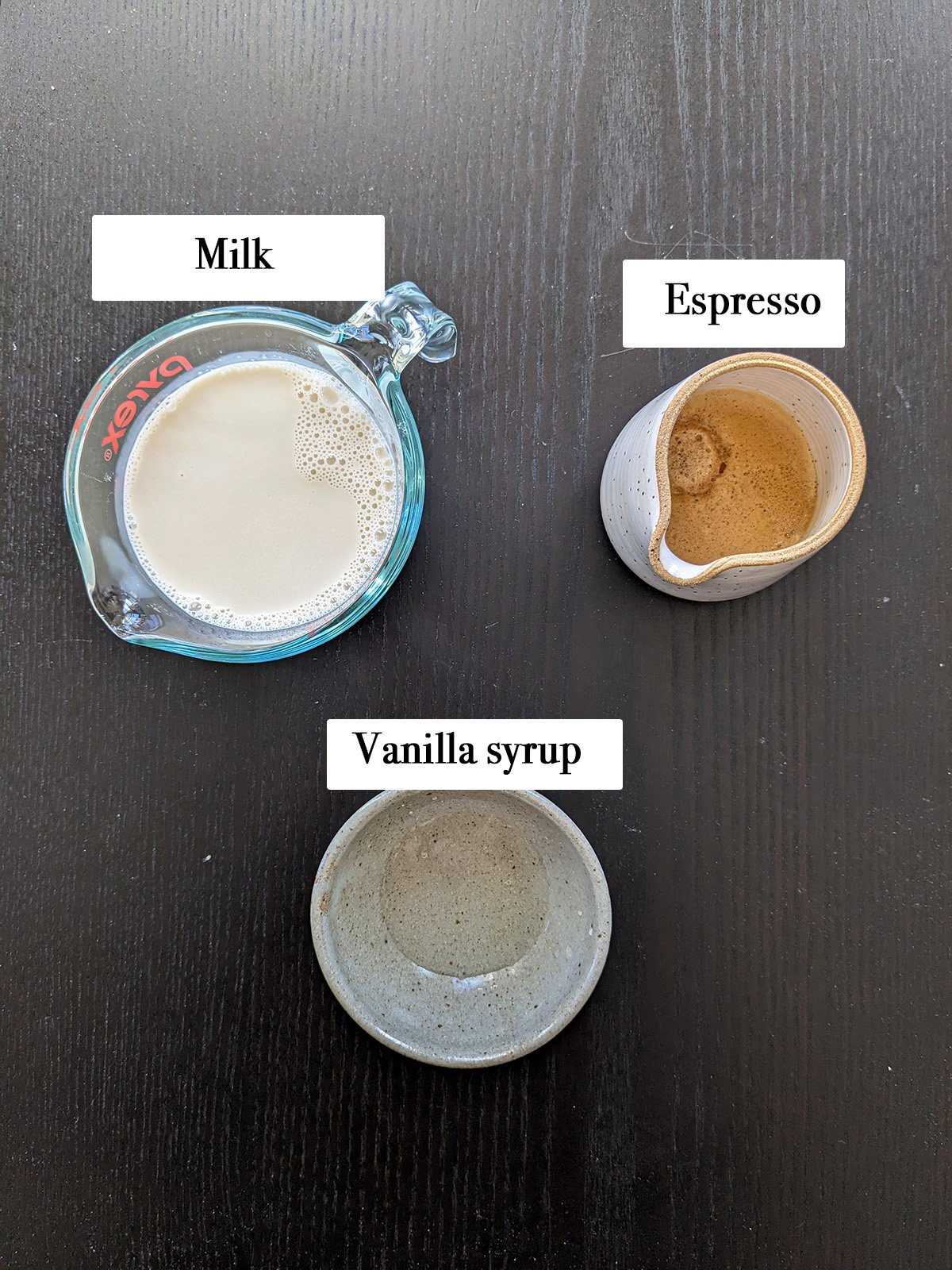 ingredients for making blonde vanilla latte