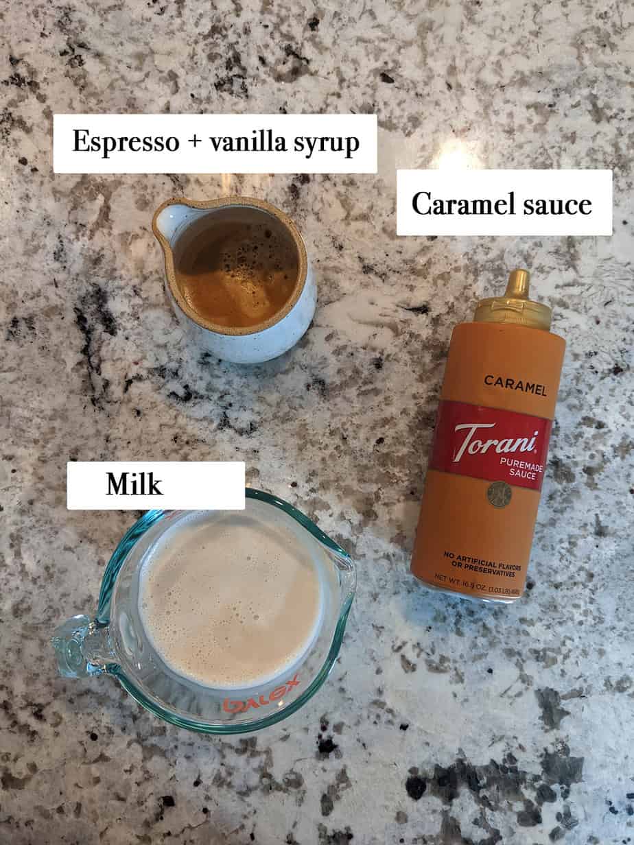 ingredients for making caramel macchiato