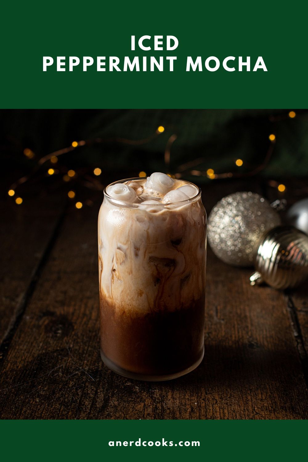 pinterest pin for iced peppermint mocha