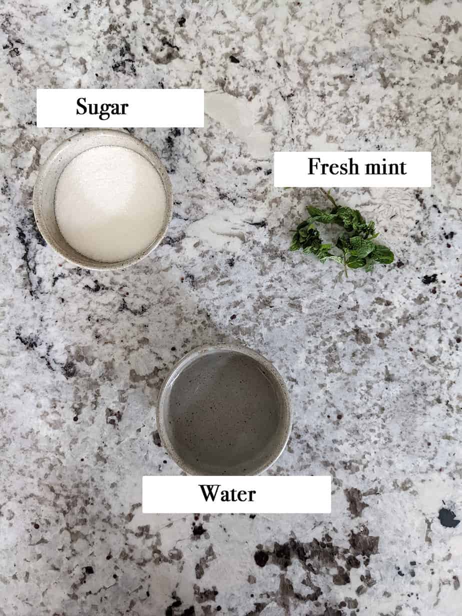 ingredients to make mint simple syrup