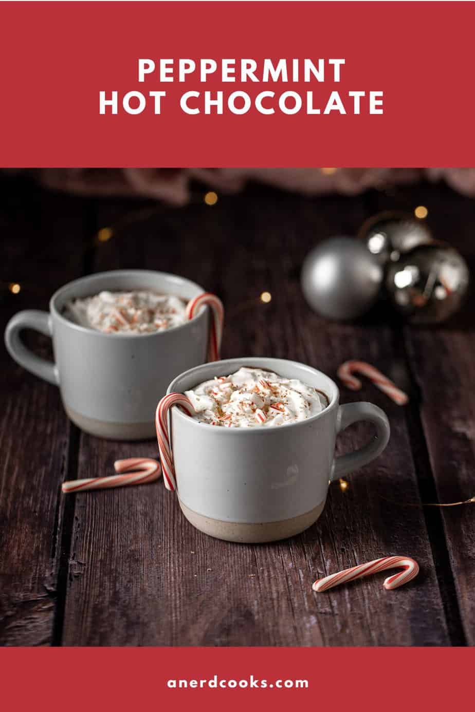 pinterest pin for peppermint hot chocolate