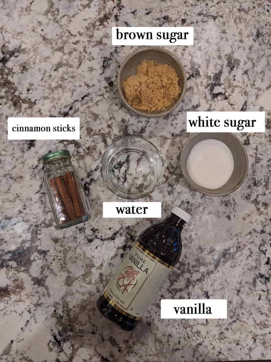 ingredients to make cinnamon dolce syrup