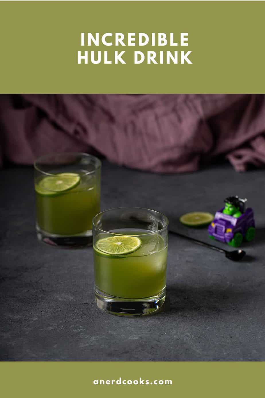 pinterest pin for incredible hulk drink