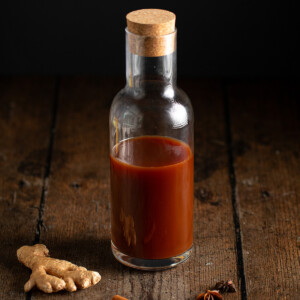 a jar of chai concentrate.