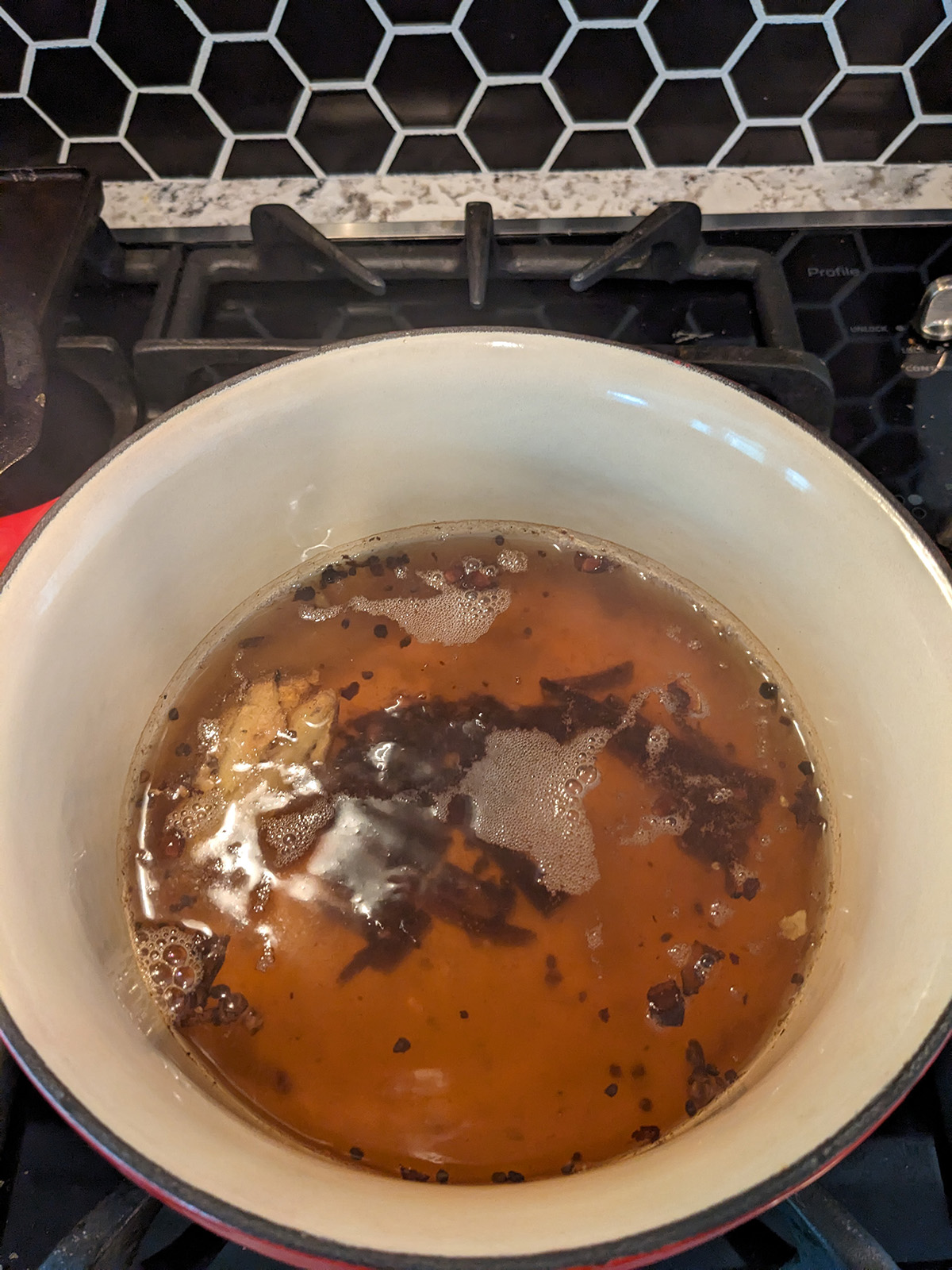 spices simmering in water.