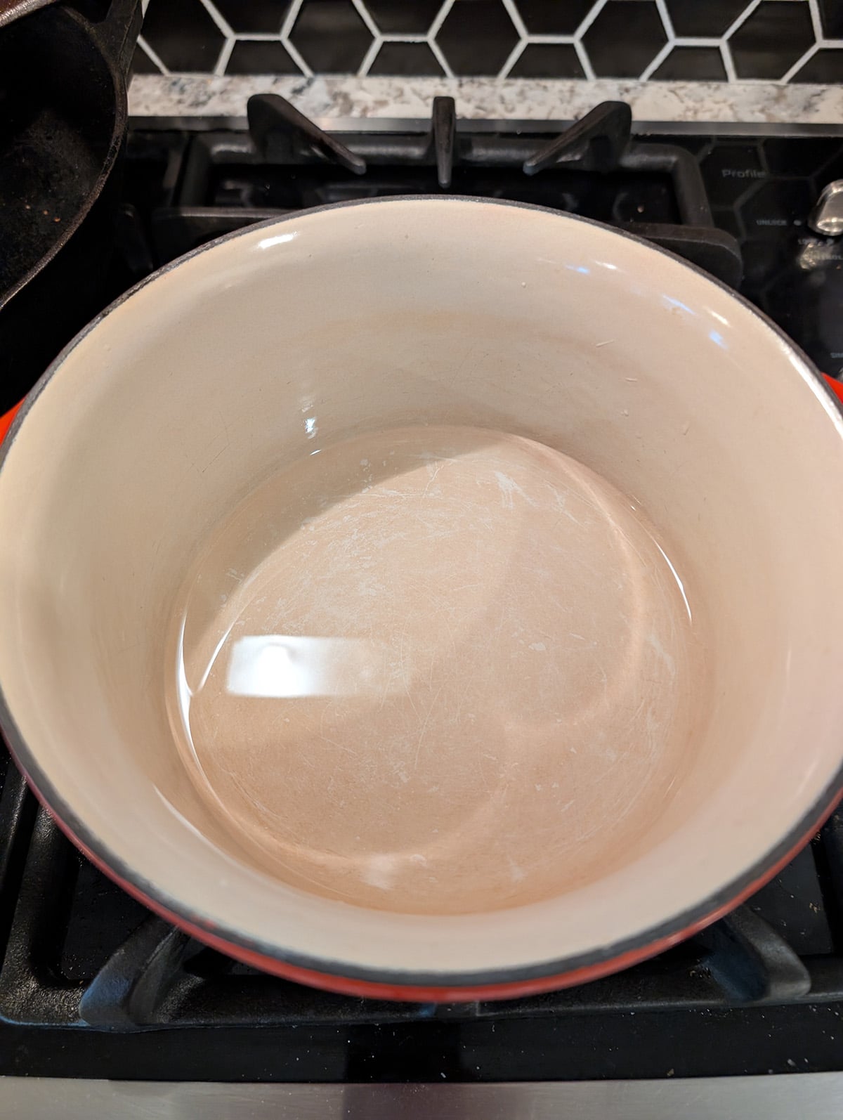 a saucepan with water in it.
